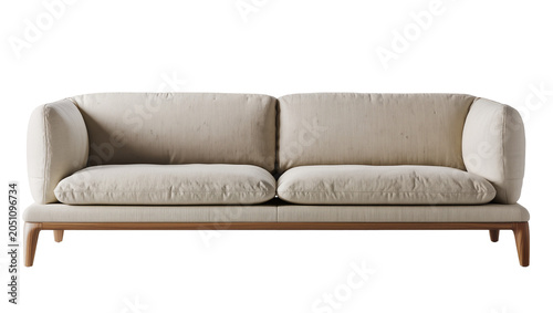 Billede på lærred Modern beige fabric sofa with wooden legs
