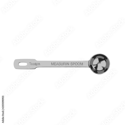 Stainless steel measuring spoon with measurement markings and hanging hole