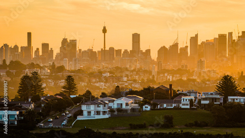 Photography Sydney City Skyline at Golden Hour from the Eastern Suburbs