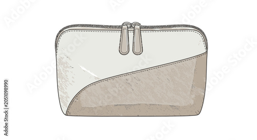 Two toned textured clutch purse with double zippers in light neutral colors