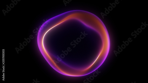 Magenta plasma sphere with glowing inner contour on dark background, smooth energy flow, purple pink gradients and luminous wave surface