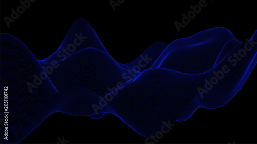 Abstract blue digital wave wireframe surface