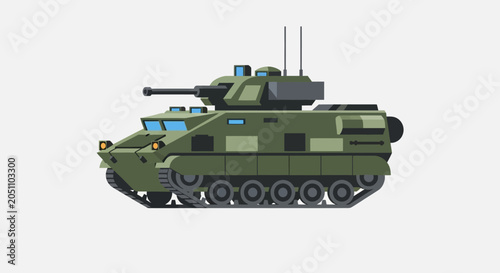 Quadro em tela Modern Armored Personnel Carrier Tank, Military Vehicle Illustration