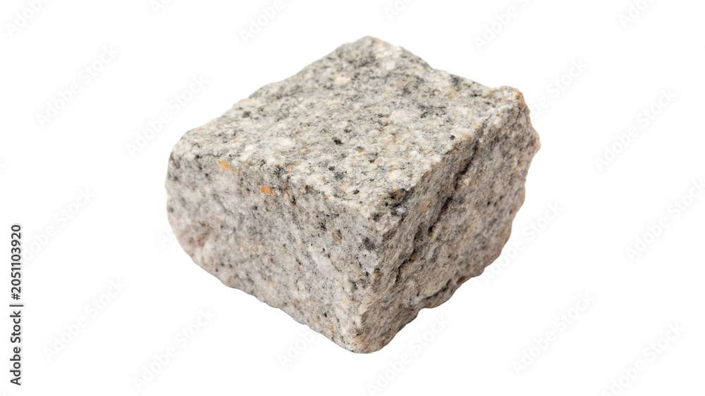 Obraz premium Rough natural grey granite stone block textured raw mineral chunk rock isolated on transparent background