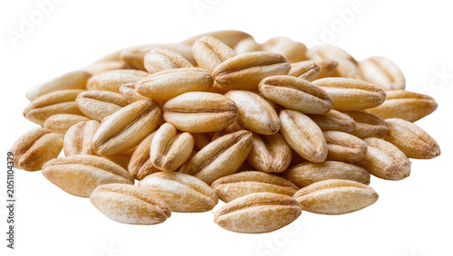 Foto Pile of raw oat groats with visible texture and striations