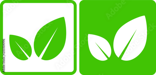 Fotografija Simple green leaves eco emblems