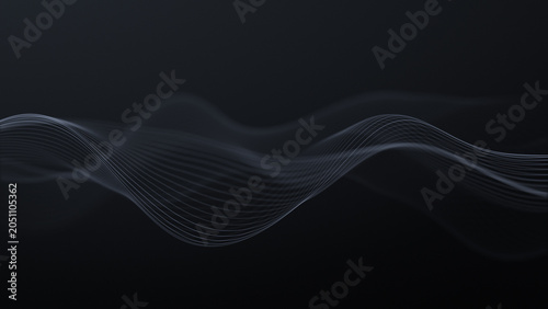 Cuadro en lienzo Monochrome blurred wave background, abstract black white wave space, defocused w