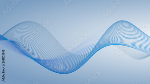 Φωτογραφία Light blue defocused waves on white background, smooth liquid line surface, gent