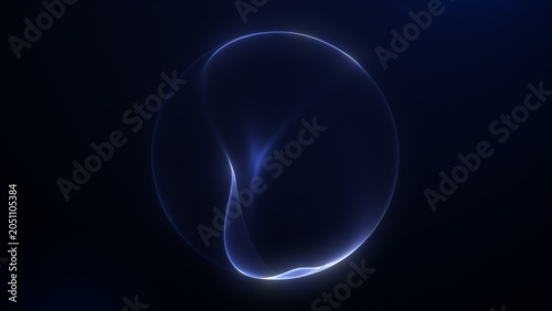 Fotografija Blue plasma orb with fluid inner light ribbons, elongated energy form, subtle pu