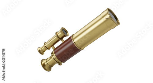 Schilderij op canvas Vintage Brass Telescope Instrument Closeup.