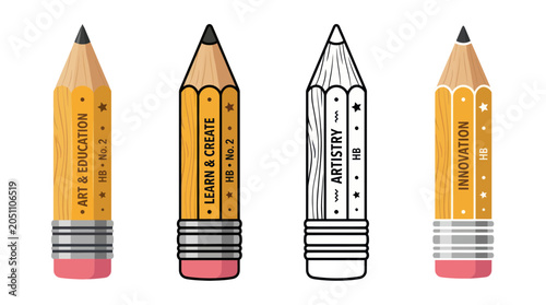 фотографія Four pencils: art, learn, create, innovate and artistry