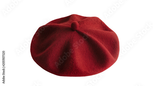 Billede på lærred Red wool beret with top button