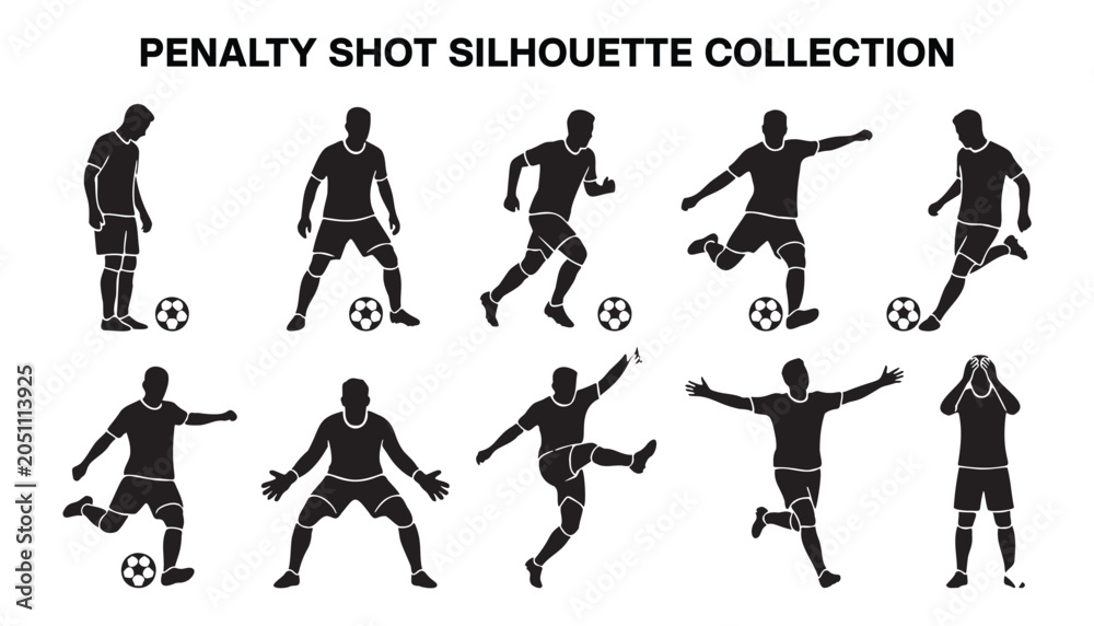 Obraz premium Penalty Shot Silhouette Icon Sheet Collection.