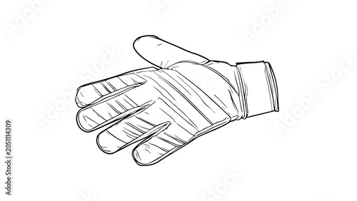 Sketch Single Goalkeeper Glove Line Art Theme for Icon and Coloring Page Design