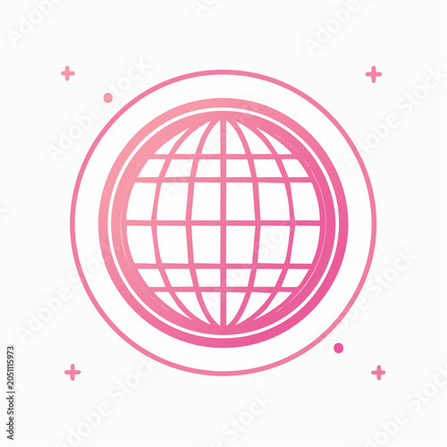 Pink Gradient Globe Icon