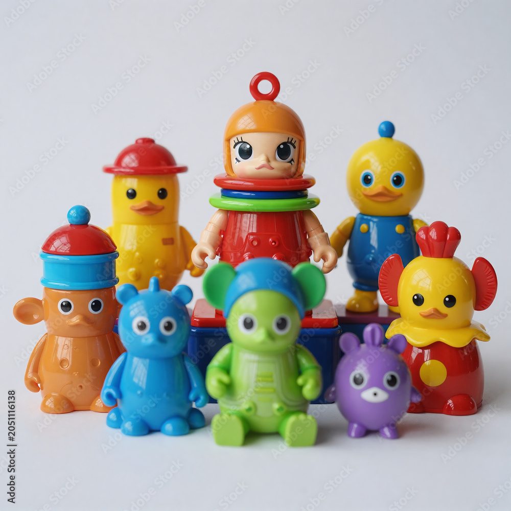 Naklejka premium Grunge Drum Kids. Vibrant, Child-Friendly Scene Featuring Assorted Toys