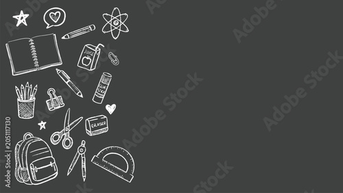 Quadro su tela Back to school concept with school books, textbooks, backpack and stationery sup