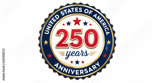 United states 250 years anniversary emblem with stars and stripes