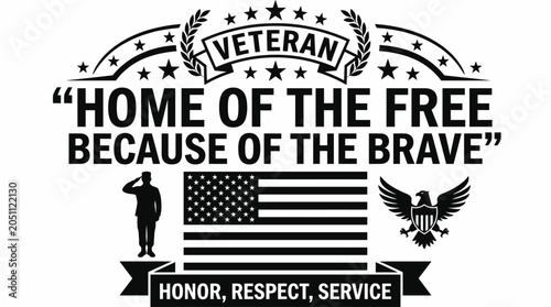Schilderij op canvas Patriotic American Veteran Honor Service Design.