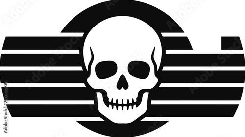 Foto Black and white skull logo design.