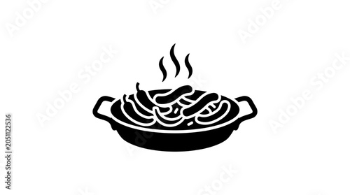 Sausages sizzling in a hot frying pan emit steam, representing a delicious meal prepared for a family gathering.