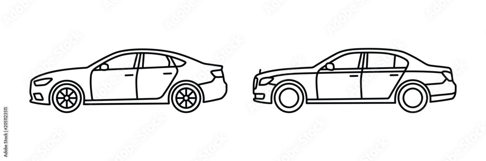 Obraz premium Luxury sedan icon line art vector illustration design