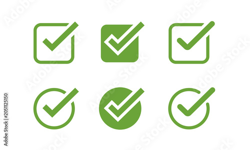 Bild auf Leinwand Green Check Mark Icons Collection Vector Approval and Verification Symbols