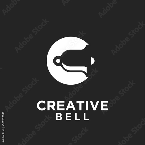 Modern creative bell logo with letter C, ideal for technology, communication, and branding.