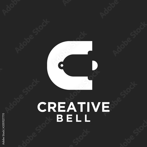 Minimalist Creative Bell Logo Design Featuring Letter C Shape on Dark Background
