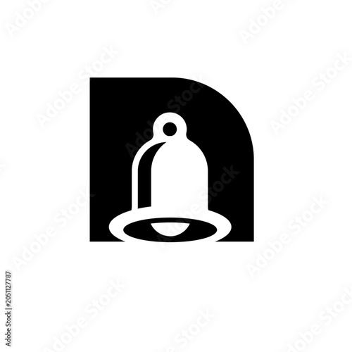 White Bell Icon for Notifications and Alerts on Black Rounded Square Background