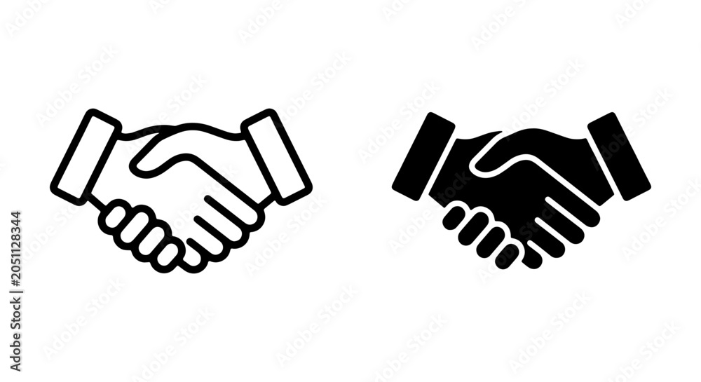 Fototapeta premium Handshake Icons, Business Partnership Agreement, Agreement Vector Graphics, Collaboration Symbol