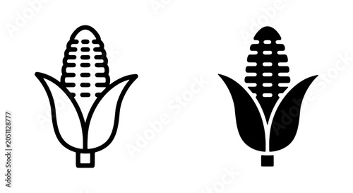 Bild auf Leinwand Corn Icons, Maize Vector Graphics, Sweet Corn Symbols, Organic Food Illustration