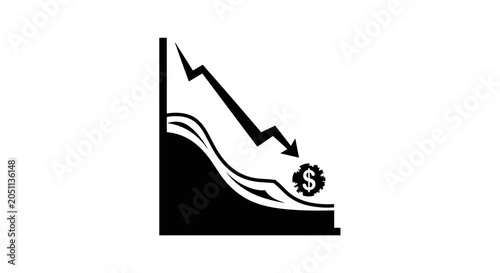 Declining financial graph with dollar symbol.