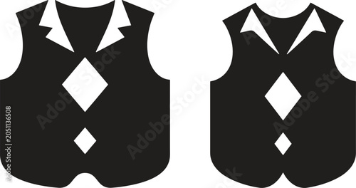 Schilderij op canvas Black waistcoat and tie silhouettes for formal event illustration