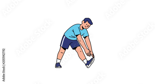 Fotografie Man stretching leg muscles slowly exercising.