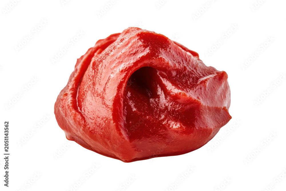 Obraz premium Cross Section View Of Raw Red Meat Muscle Tissue With Central Hole On Black Background