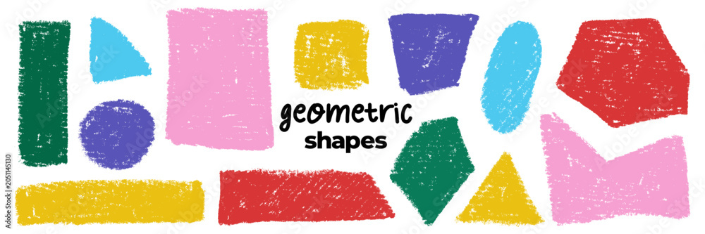 Foto Doodle crayon geometric shapes set