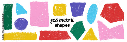 Quadro su tela Doodle crayon geometric shapes set