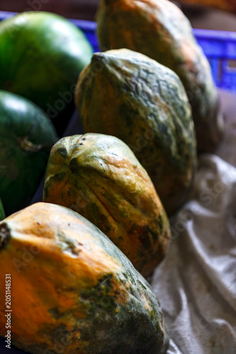 Fresh papayas for sale at Ubud market, Ubud, Bali, Indonesia, Asia
