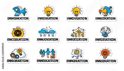 A collection of 12 icons featuring innovative concepts