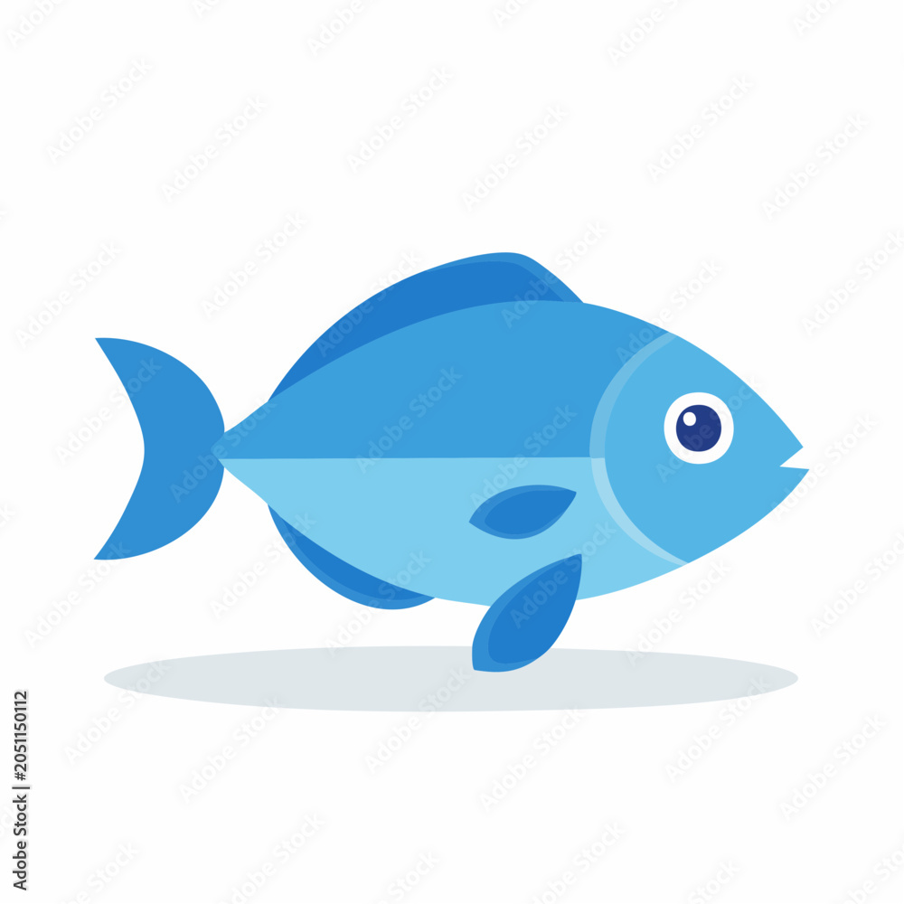 Obraz premium Flat design illustration of a blue fish