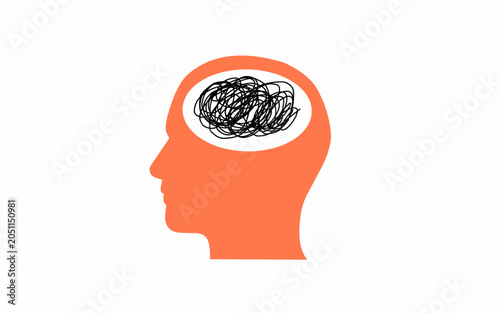 Obraz na plátně Human Head with Tangled Brain Lines Symbolizing Mental Stress and Confusion