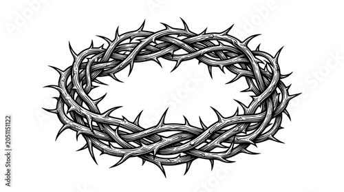 Принти на полотні Crown of Thorns Illustration - Christian Symbol of Suffering and Redemption