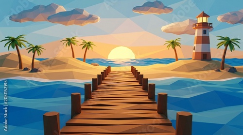 tropical beach with palm trees