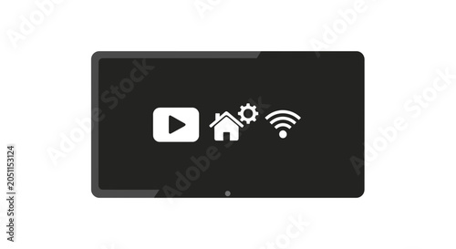 Modern television displaying multimedia icons for streaming and connectivity