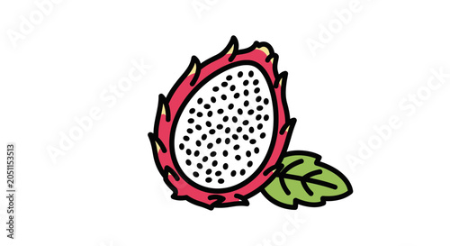Vibrant dragon fruit illustration exotic fruit display on white background