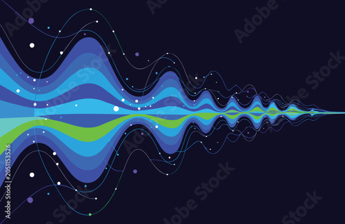 Sound Wave Spectrums: Visual representation of sound waves, a symphony of frequencies. Wave pattern, colorful spectrum, audio signal, sound graphic, vibrant data.