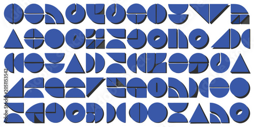 Abstract Blue Geometric Shapes and Minimalist Vector Design Elements - Set of Brutalist Icons, Y2K Aesthetic Graphics, and Bauhaus Style Assets,