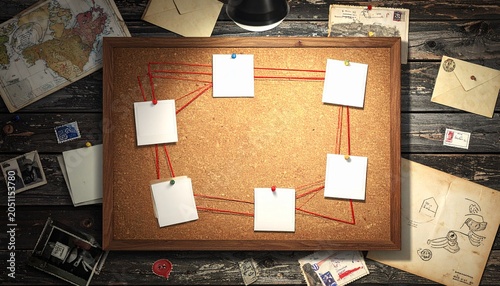 Detective Investigation Cork Board Workspace