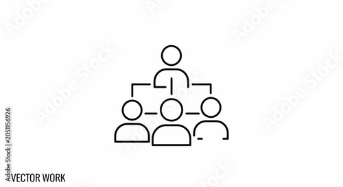 Hierarchical organization outline with people icons on white background